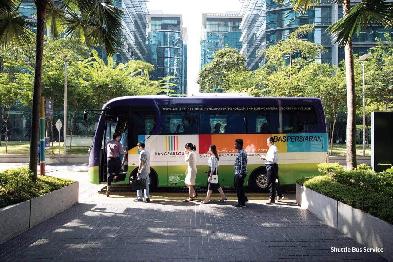 Transit-connected urban setting around Bangsar South
