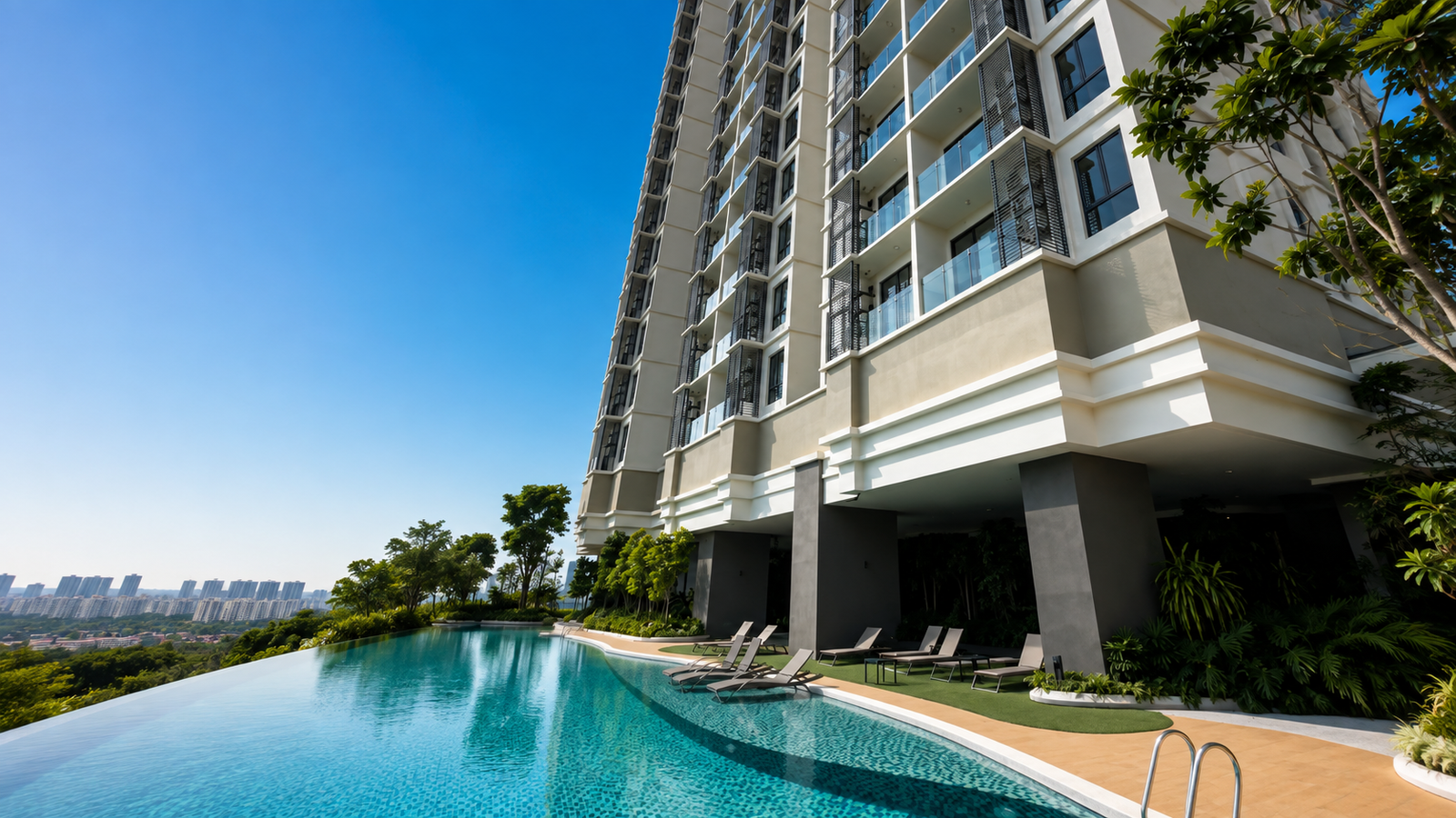 Laurel Residence swimming pool and completed residential tower
